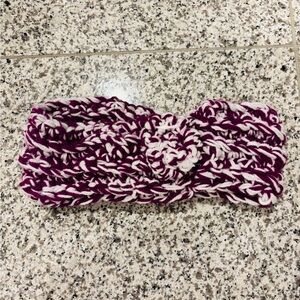 HANDMADE Stylish Purple and White Knitted Headwarmer, See Measurements